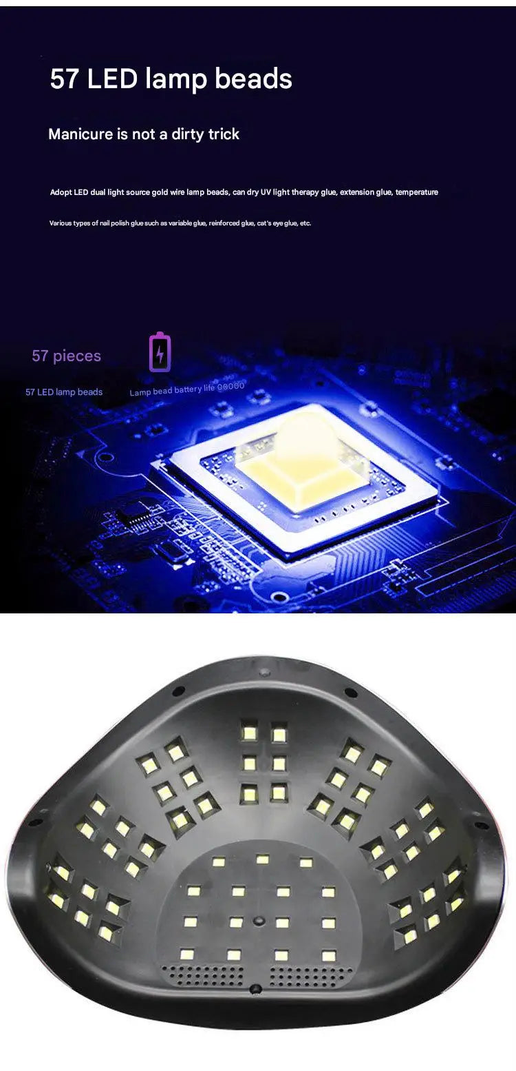 256W UV LED Nail Lamp - Fast Curing Smart Sensor Light, Professional Gel Polish Dryer with Handle for Home Salon Use
