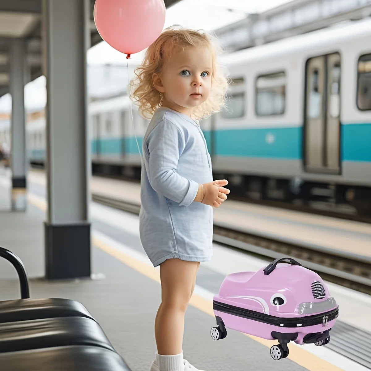 20-Inch Cartoon Car Kids' Pull-Along Suitcase with Spinner Wheels, 88.18LB Capacity, ABS PC Shell, Iron Handle, Zipper Closure