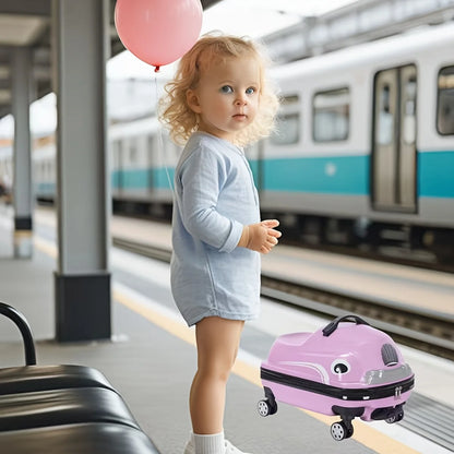 20-Inch Cartoon Car Kids' Pull-Along Suitcase with Spinner Wheels, 88.18LB Capacity, ABS PC Shell, Iron Handle, Zipper Closure