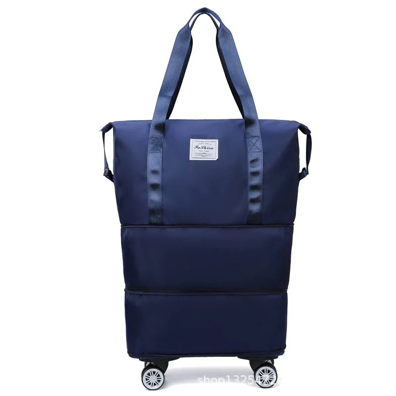 Large Capacity Travel Bag with Spinner Wheels Waterproof Wet Dry Separation Expandable Luggage for Students Business Maternity