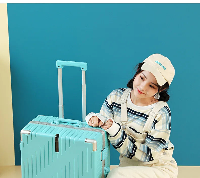 Large Capacity Aluminum Frame Luggage Spinner Wheels Travel Suitcase Durable for Men and Women 20/24 Inch