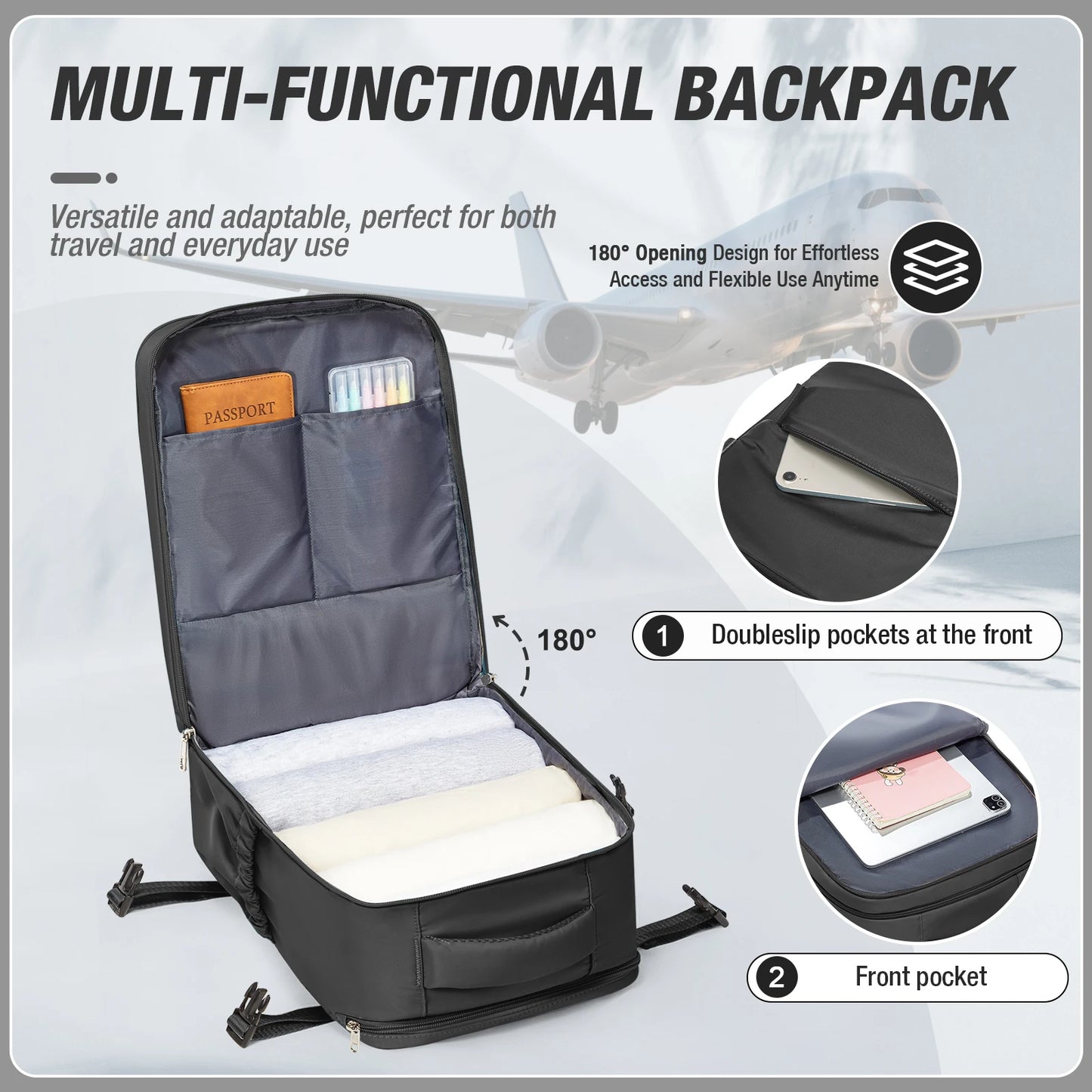 Women & Men Hand Luggage Backpack Business College Laptop Travel Backpack Waterproof Carry on mochila viaje cabina avion 40x20x25