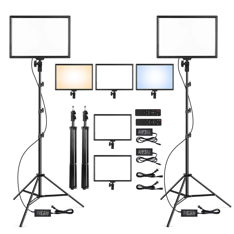 17"/43cm Led Video Lamp Panel Display CRI 95+ Photography Lighting With 2M Stand Remote Light For Beauty Makeup Studio Light Set
