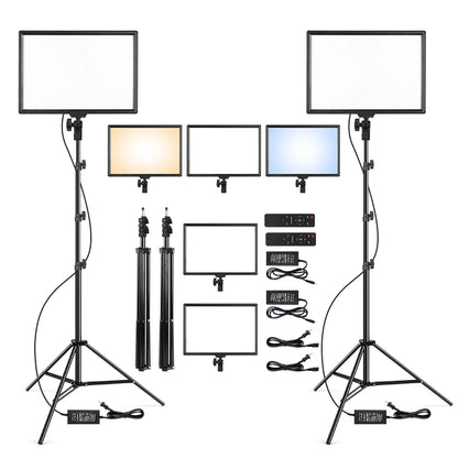 17"/43cm Led Video Lamp Panel Display CRI 95+ Photography Lighting With 2M Stand Remote Light For Beauty Makeup Studio Light Set