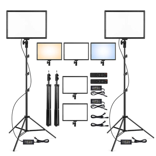 17"/43cm Led Video Lamp Panel Display CRI 95+ Photography Lighting With 2M Stand Remote Light For Beauty Makeup Studio Light Set
