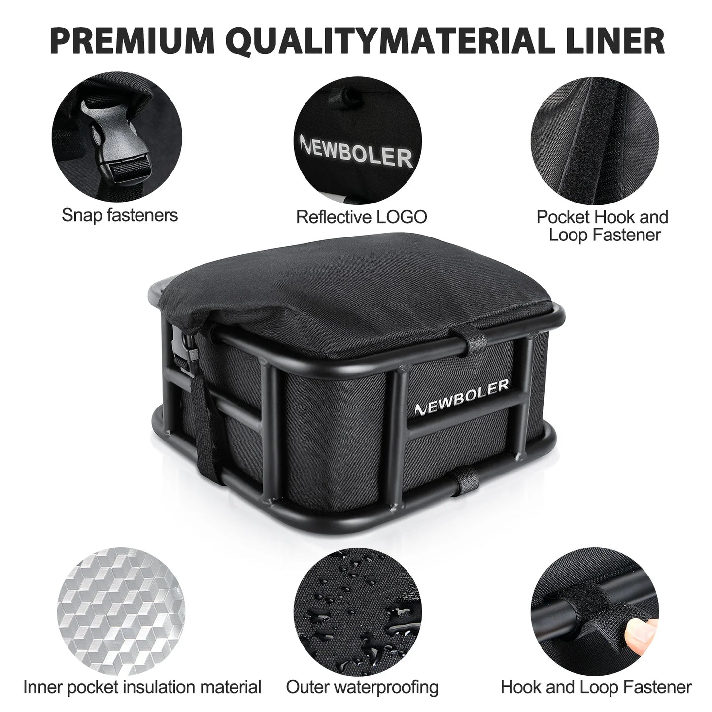 NEWBOLER E-Bike Luggage Rack Bag Heavy Metal Large Capacity Bicycle Rear Rack Basket Outdoor Travel Shopping MTB Road Bicycle