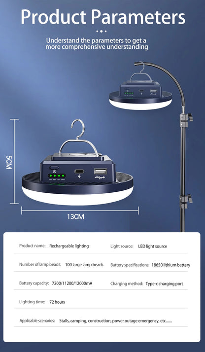 Camping Light LED Lantern Portable 4 Lighting Modes Hanging Rechargeable Outdoor Tent Emergency Light Camping with Magnet
