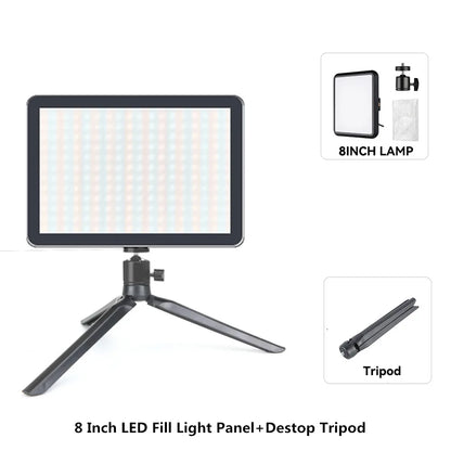 LED Photography Video Light Panel Lighting Photo Studio Lamp Kit with 8/12 Inch Adjustable Brightness,for YouTube Live Streaming