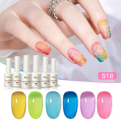 6PCS/SET 15ML Nude Pink Jelly Nail Gel Polish Set Summer Translucent Vernis Semi Permanent UV LED Soak Off Nail Art Manicure Kit