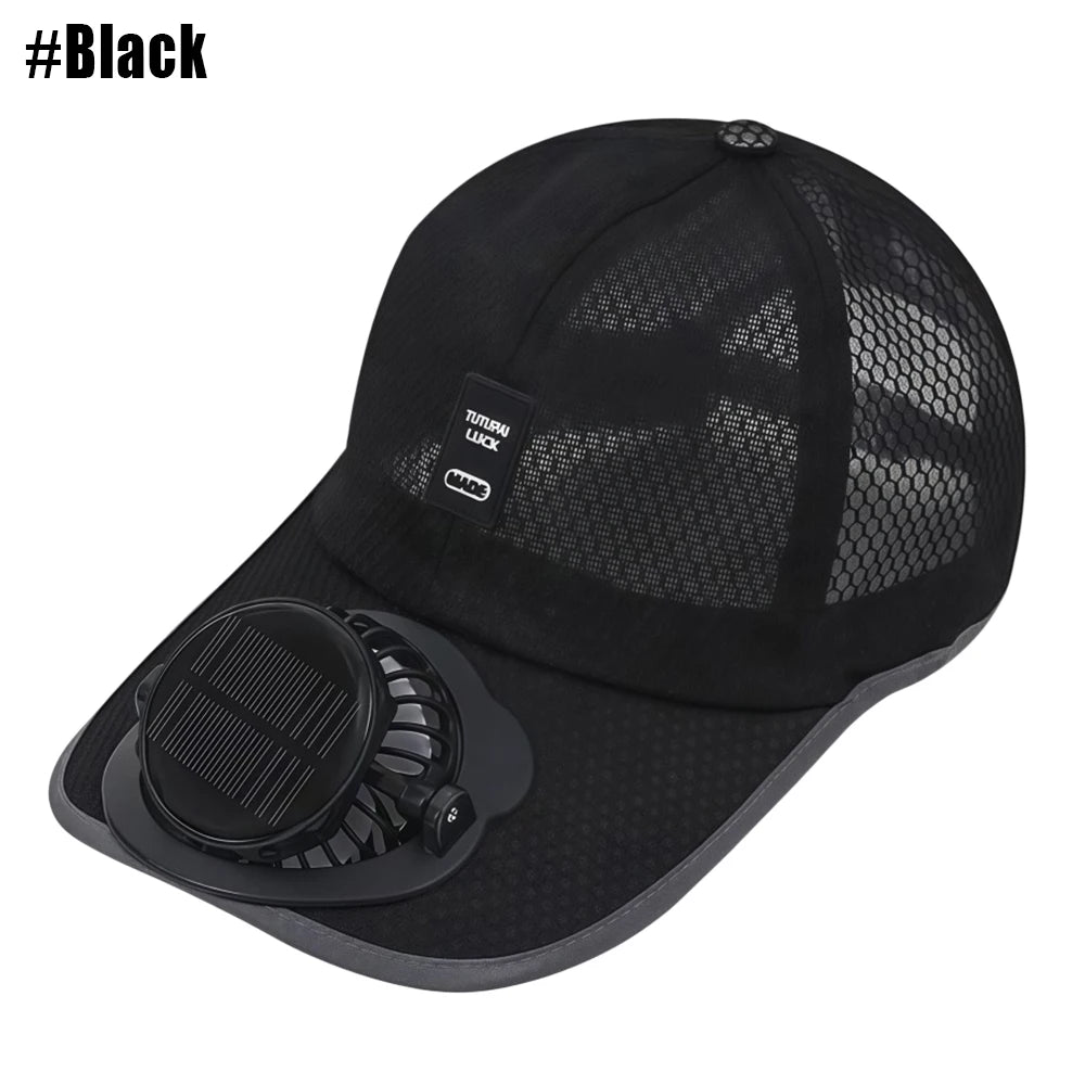 Solar Powered Fan Hat Cooling Baseball Hat Fishing Camping Beach Hats with Solar Fans Summer USB Charging Sun Hats for Men Women