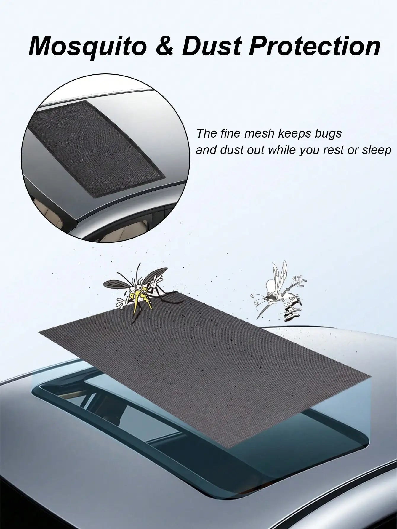 Car Sunroof Mosquito Net Magnetic Sun Shade Mesh UV Heat Protection Breathable Anti-Mosquito Dust Proof for Sedan SUV