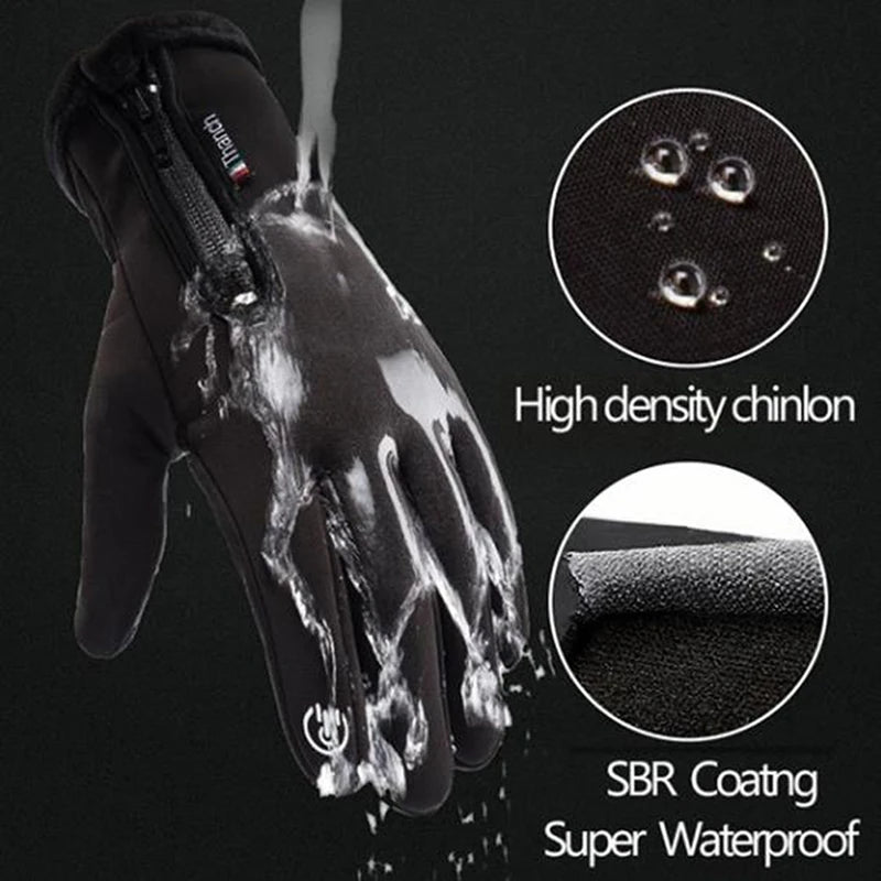 Motorcycle Gloves Outdoor Winter Thermal Fleece Lined Water Resistant Touch Screen Motorbike Riding Waterproof