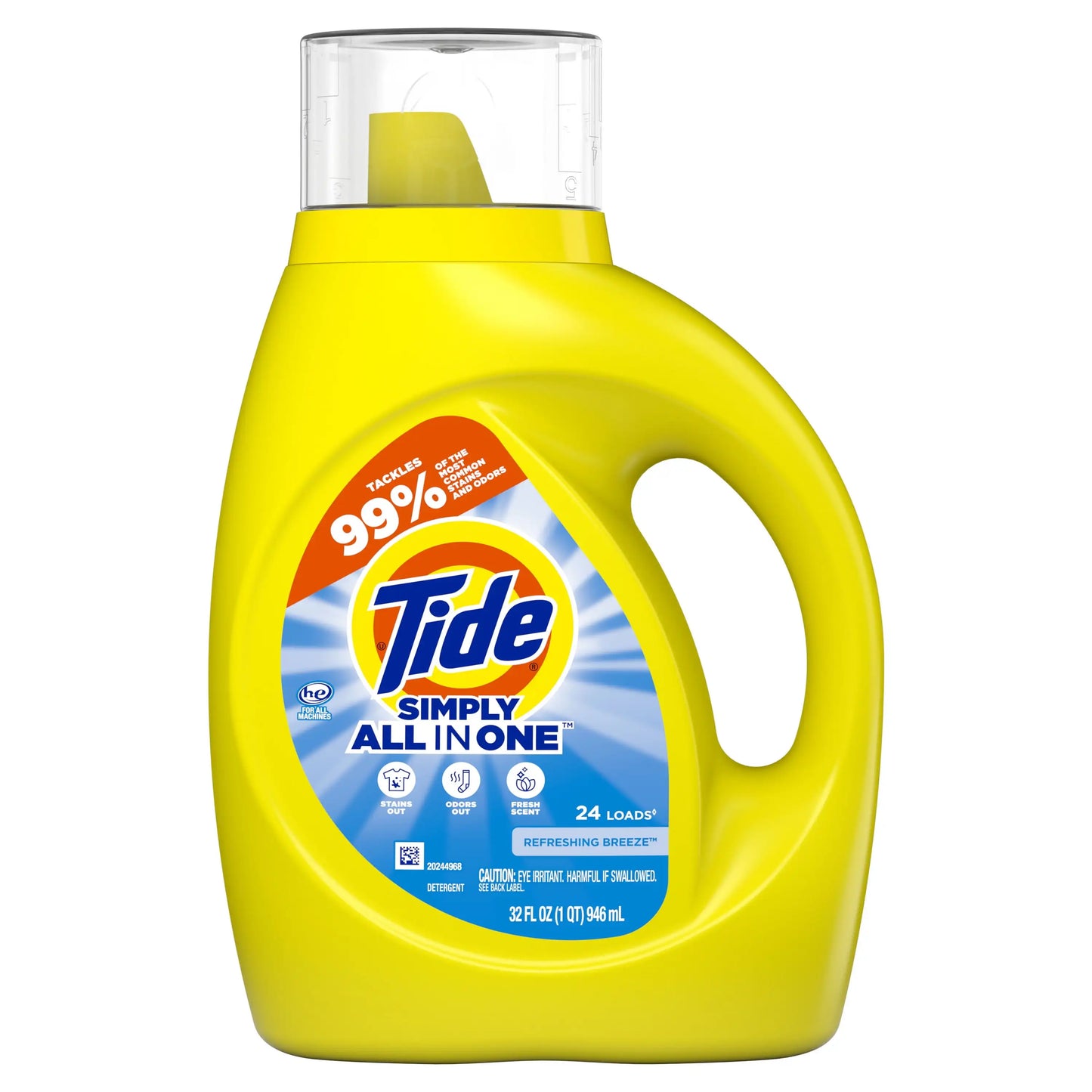 Tide Liquid Laundry Detergent All in One, Refreshing , 24 Loads, 32 fl oz