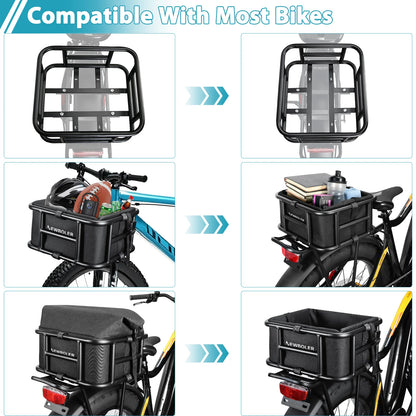 NEWBOLER E-Bike Luggage Rack Bag Heavy Metal Large Capacity Bicycle Rear Rack Basket Outdoor Travel Shopping MTB Road Bicycle