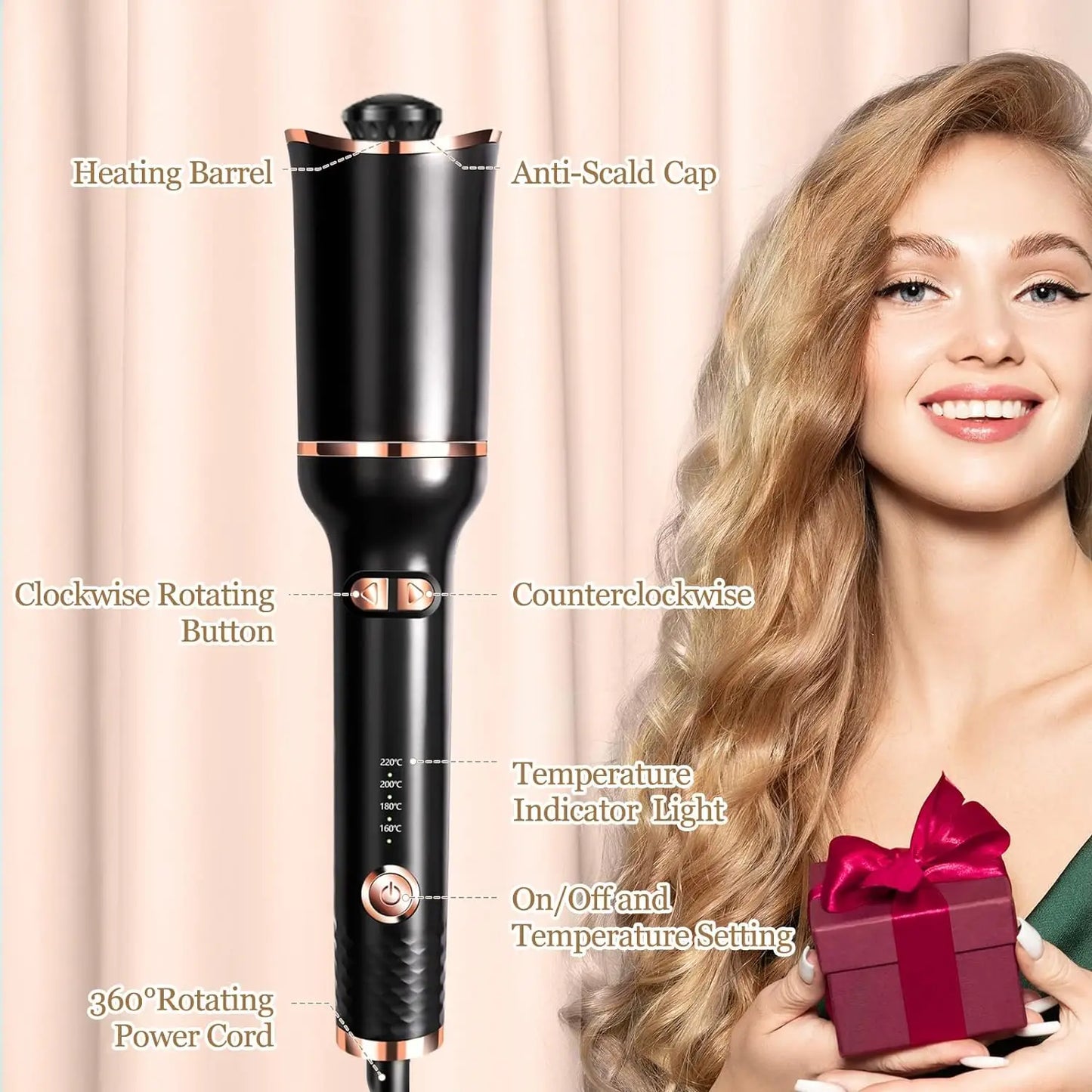 Auto Rotating Hair Curler Air Curler Spin Curl Ceramic Curling Iron Automatic Curling Wand Electric Hair Waver Iron Styler