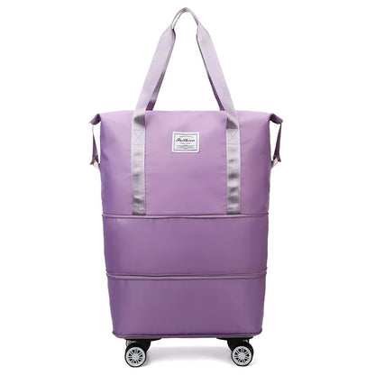 Large Capacity Travel Bag with Spinner Wheels Waterproof Wet Dry Separation Expandable Luggage for Students Business Maternity
