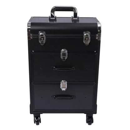 Rolling Makeup Train Case Travel Cosmetic Organizer Box with Dividers Cosmetic Trolley with Lock Cosmetics Storage Organizer