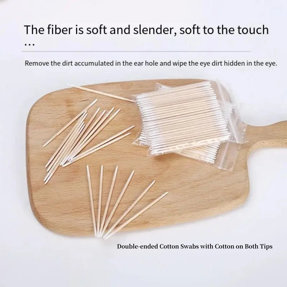 50/100/300/500 Nails Wooden Tip Cotton Stick Buds Disposable Ultra-Detail Corrector Nail Polish Remover Clean Sticks Manicure Tools