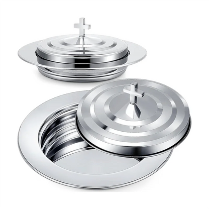 Holy Communion Tray Withcover Communion Plates Polished Church Supplies Ware Sets Plate Church Supplies Set