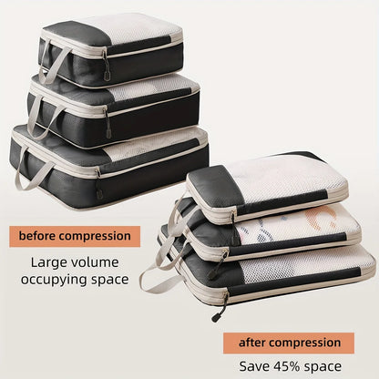 3 Piece Travel Compression Packing Cube, Travel Bag Luggage Organizer Travel Essentials Carry-On Luggage Compression Cube