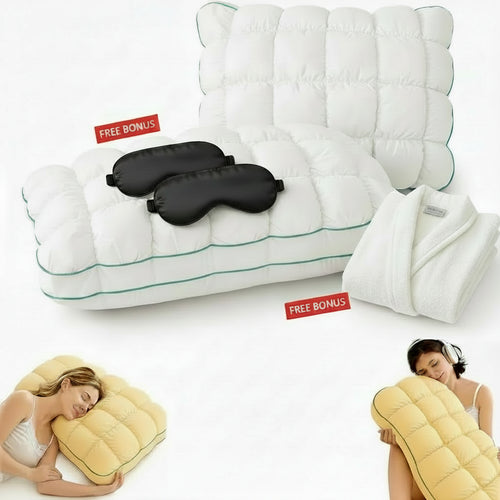 Marshmallow-Soft Pillow for Adults, Soft Cloud-Like Fluffy Pillow for Sleeping, Bedroom, Side and Back Sleepers (FREE Robe and Eye Mask)