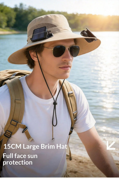 Solar Fan Hat Portable Solar Charging Cap with Fan for Outdoor Camping Fishing Hiking Sunscreen Fisherman Hat