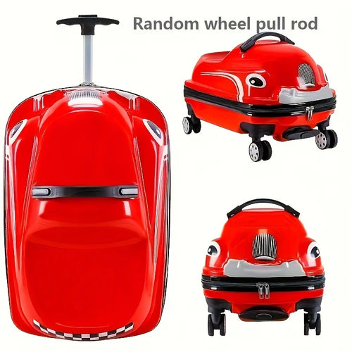 20-Inch Cartoon Car Kids' Pull-Along Suitcase with Spinner Wheels, 88.18LB Capacity, ABS PC Shell, Iron Handle, Zipper Closure
