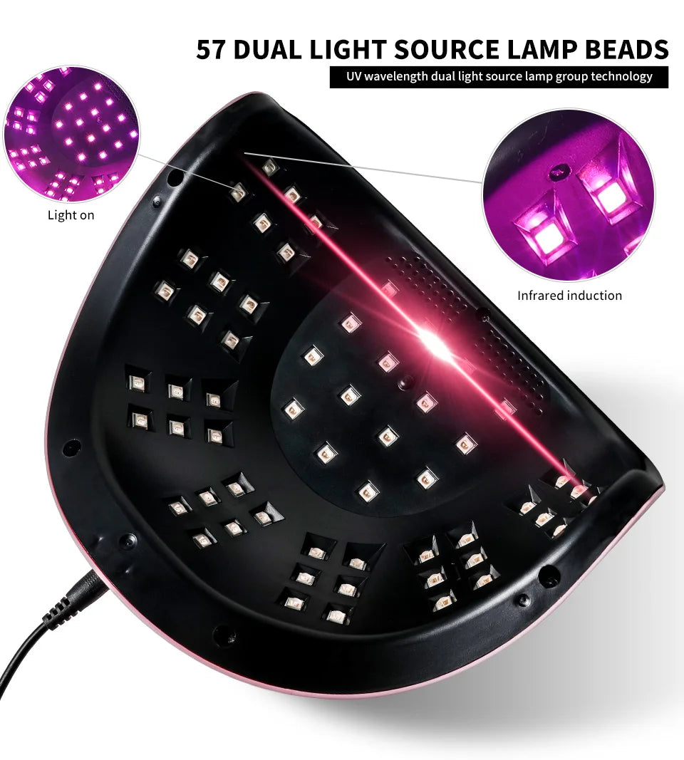 Professional UV/LED Nail Lamp 57 LEDS Quick Drying Gel Polish Curing Light With LCD Display Manicure Equipment for Acrylic Gel