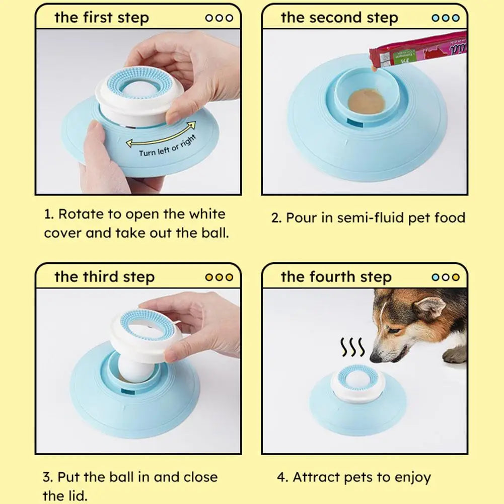 Non-Slip (Stay in Place) Dog Lick Ball Toy Slow Feeder for Dog Cat Liquid Food Calming Enrichment Toy for Bathing Grooming Anxiety Relief Lick Mat
