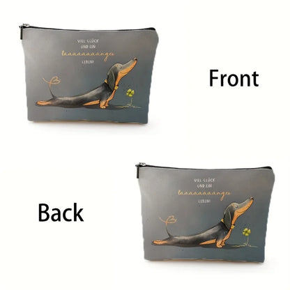 A Cute Dachshund Makeup Bag - Multi-functional Large Capacity Portable Makeup Bag, Perfect Travel Zipper Small Storage Bag