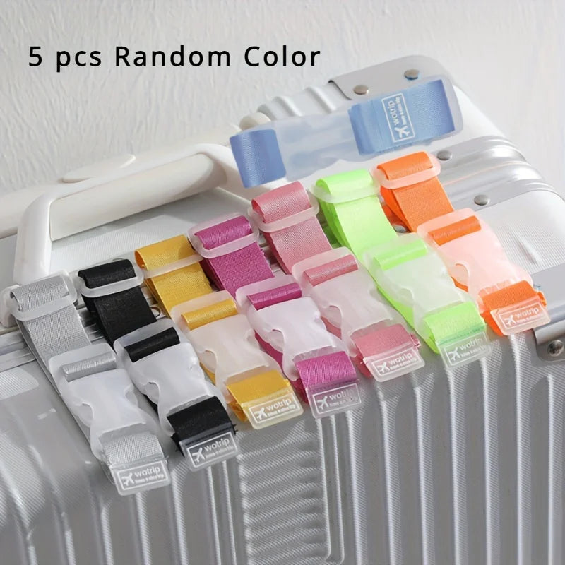 5pcs Multi-color Luggage Straps - Adjustable Buckle Design, Durable Travel Outdoor Accessories, Strong Trolley Bag Hook Shoulder