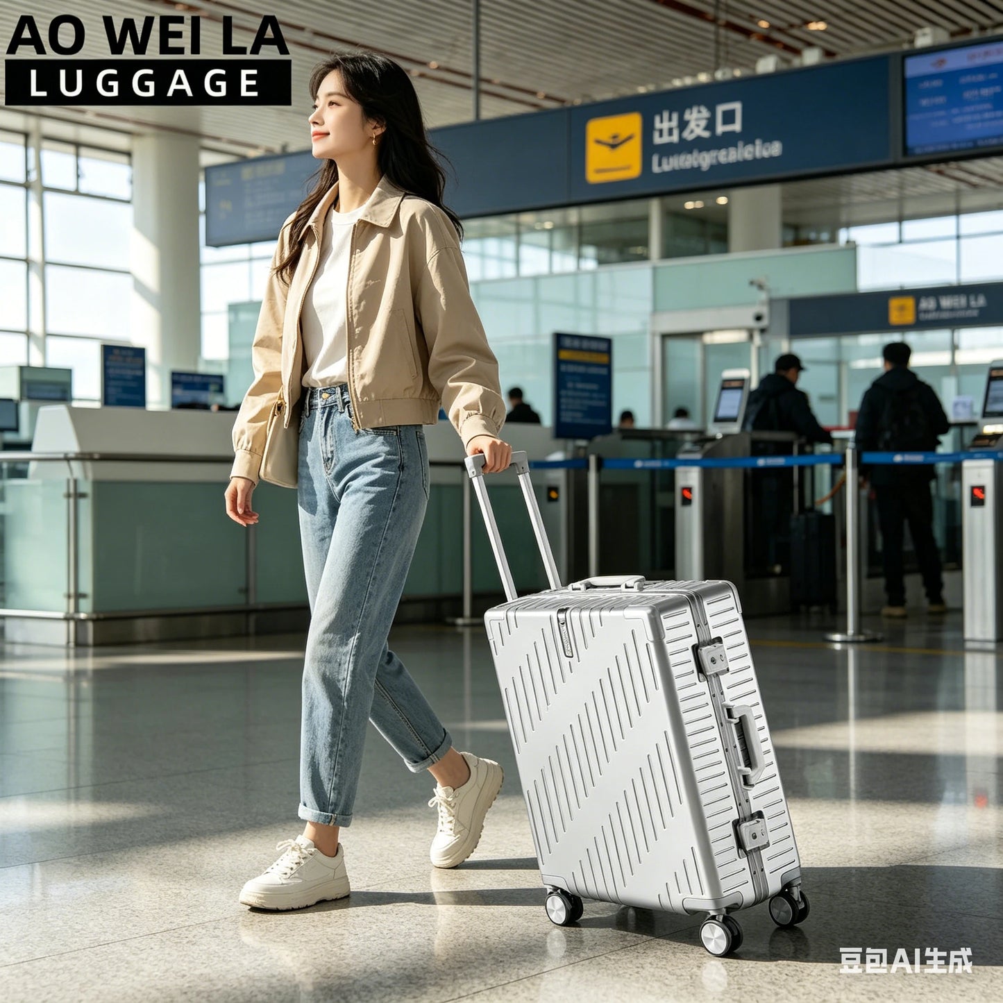 Large Capacity Aluminum Frame Luggage Spinner Wheels Travel Suitcase Durable for Men and Women 20/24 Inch