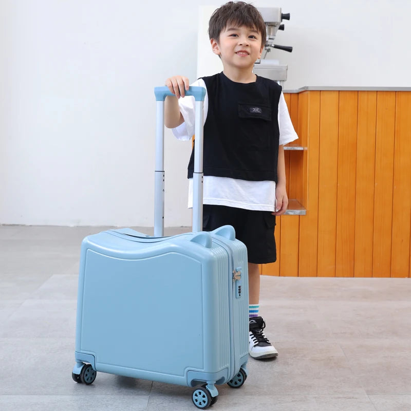 Kids Luggage Lovely Travel Suitcase on Spinner Wheels Sit and Ride Children's Travel Bag Password Carry on Trolley Luggage Bag