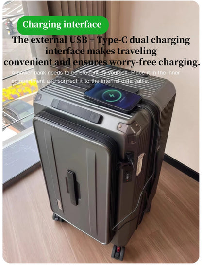 Expandable Luggage, Large-Capacity Thickened Trolley Case, 24-inch Travel Suitcase, Luggage with Combination Lock, Sturdy and Durable