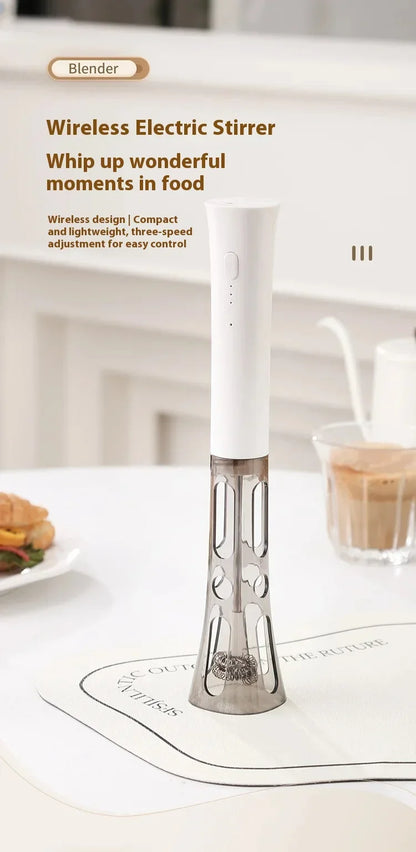 Milk Frother Machine Wireless Electric Mixer, Hands - Free 2 - in - 1 Whisk, 3 - Speed Rechargeable for Baking/Coffee Frothing