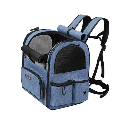 Dog Carrier Bag Pet Double Shoulder Backpack Sturdy Frame Breathable Foldable Dog Double Doors Bag Fits 20 lbs Pets Travel Set