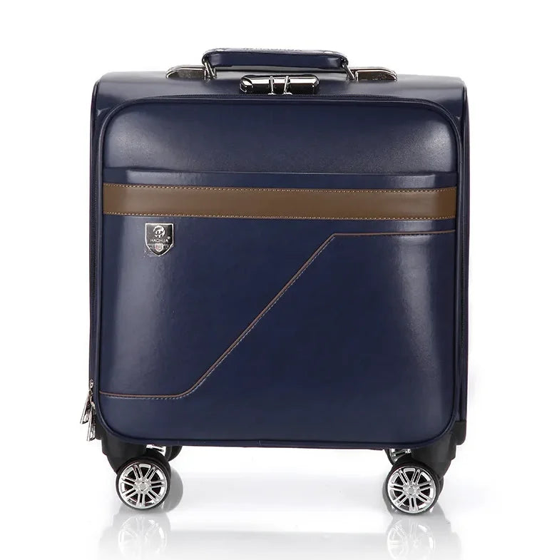 Men Business Travel Rolling Luggage Suitcase Under Seat Carry on Suitcases 18 Inch Travel Luggage Bag with 4 Spinner Wheels