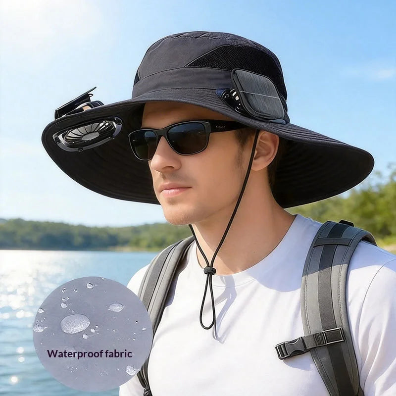 Solar Fan Hat Portable Solar Charging Cap with Fan for Outdoor Camping Fishing Hiking Sunscreen Fisherman Hat
