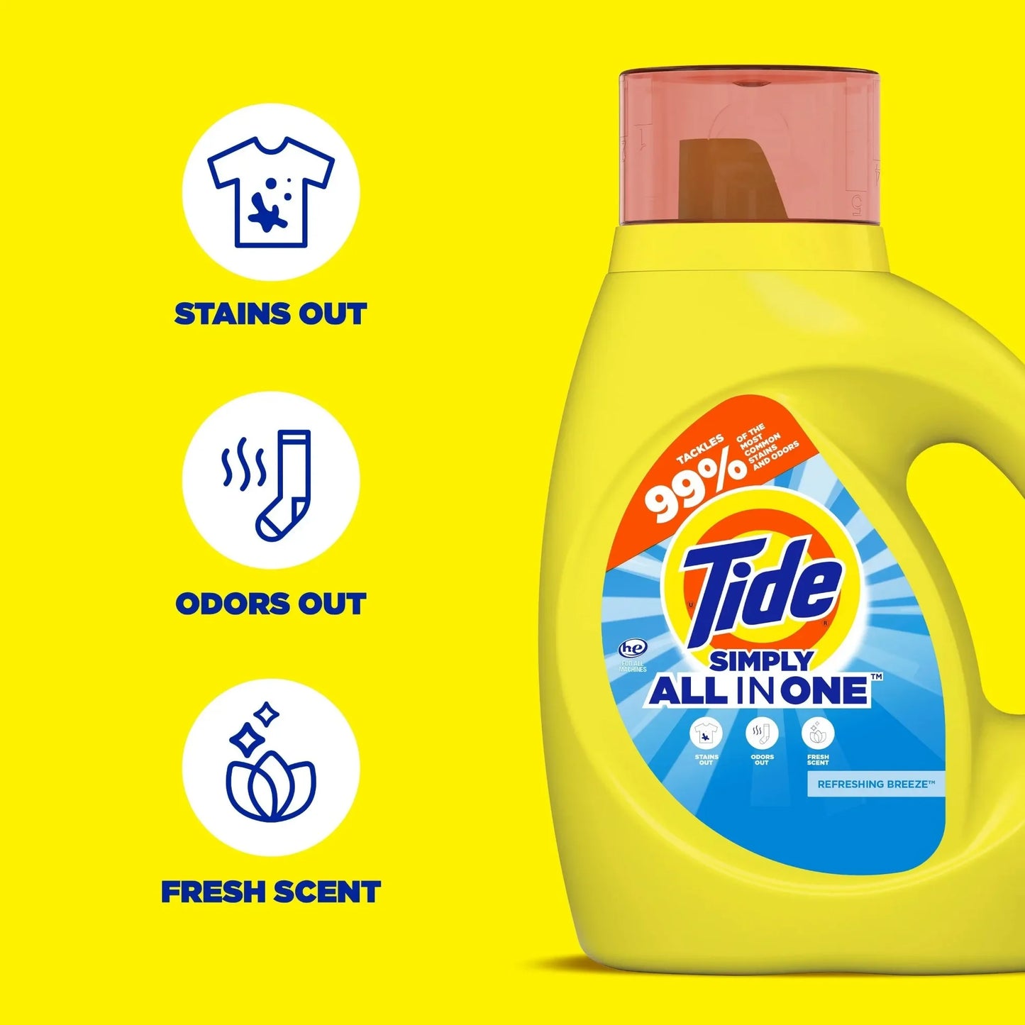 Tide Liquid Laundry Detergent All in One, Refreshing , 24 Loads, 32 fl oz
