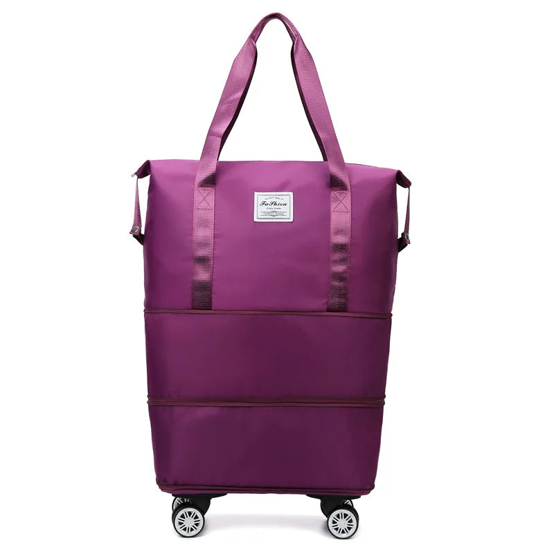Large Capacity Travel Bag with Spinner Wheels Waterproof Wet Dry Separation Expandable Luggage for Students Business Maternity