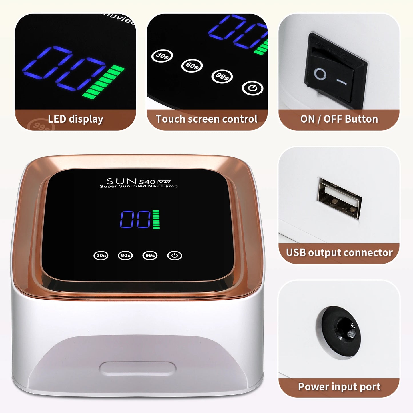 Professional UV LED Nail Lamp 57 LED Light Beads Rechargeable Nail Dryer Quickly Cure All Gel Nail Polish Curing Lamp Tool