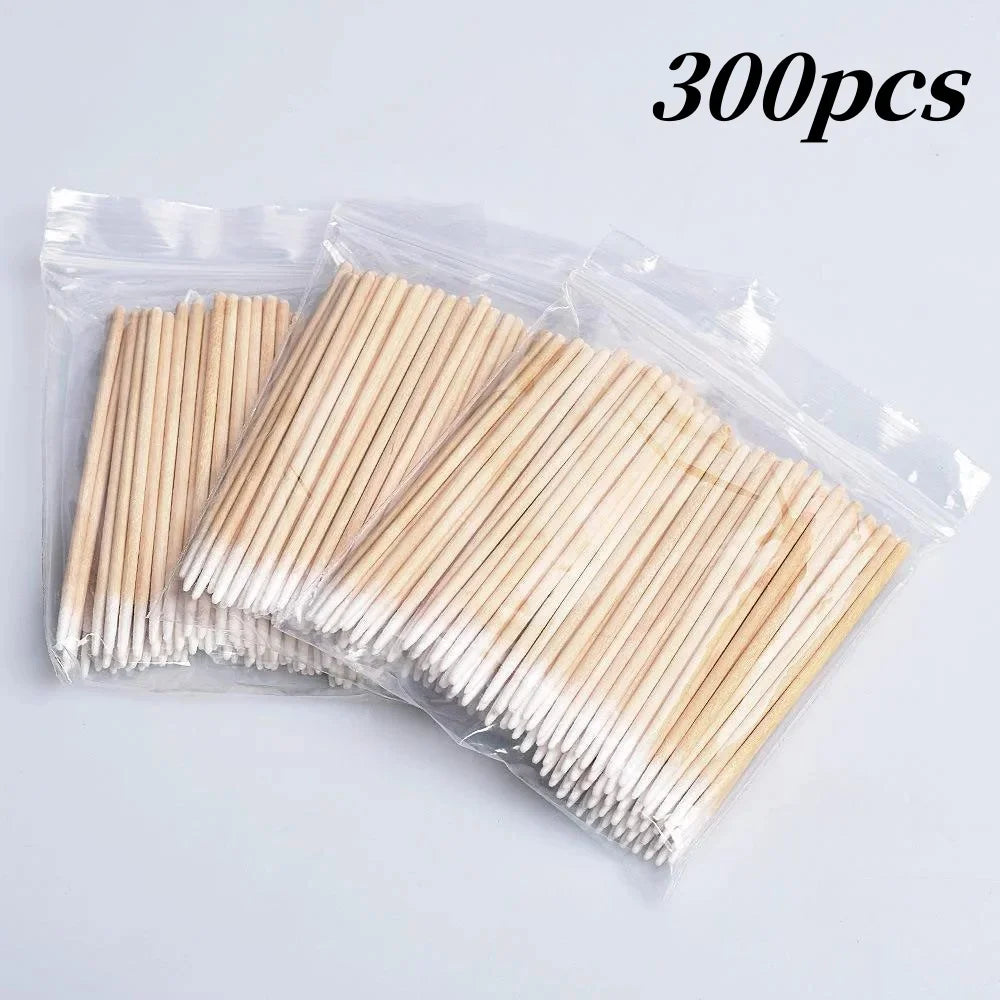 50/100/300/500 Nails Wooden Tip Cotton Stick Buds Disposable Ultra-Detail Corrector Nail Polish Remover Clean Sticks Manicure Tools