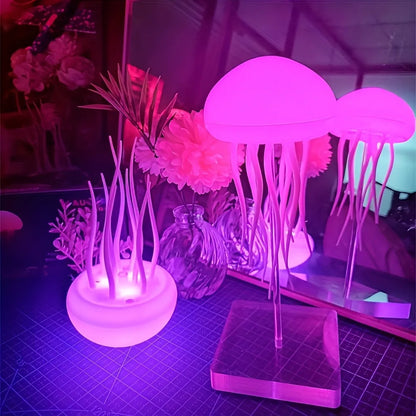 Bionic Jellyfish Night Light, USB Rechargeable with Voice Control,Dancing Tentacles,5 RGB Gradient,Floating Lamp,Bedroom Decor