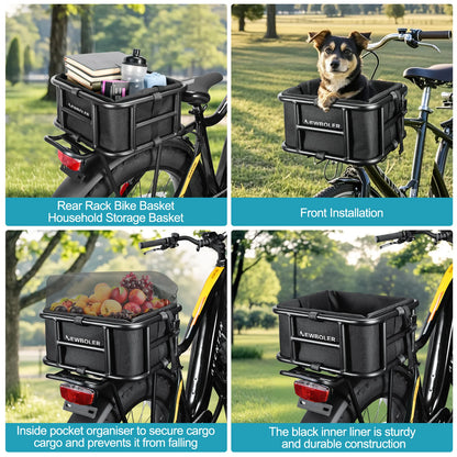 NEWBOLER E-Bike Luggage Rack Bag Heavy Metal Large Capacity Bicycle Rear Rack Basket Outdoor Travel Shopping MTB Road Bicycle