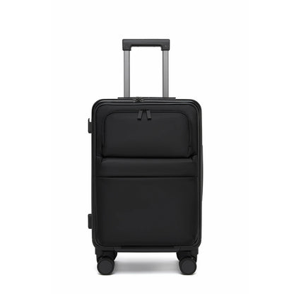 Front Opening Luggage Aluminum Frame Softside Luggage with Spinner Wheels Men Carry-On Luggage Women Travel Trolley Case 20 Inch