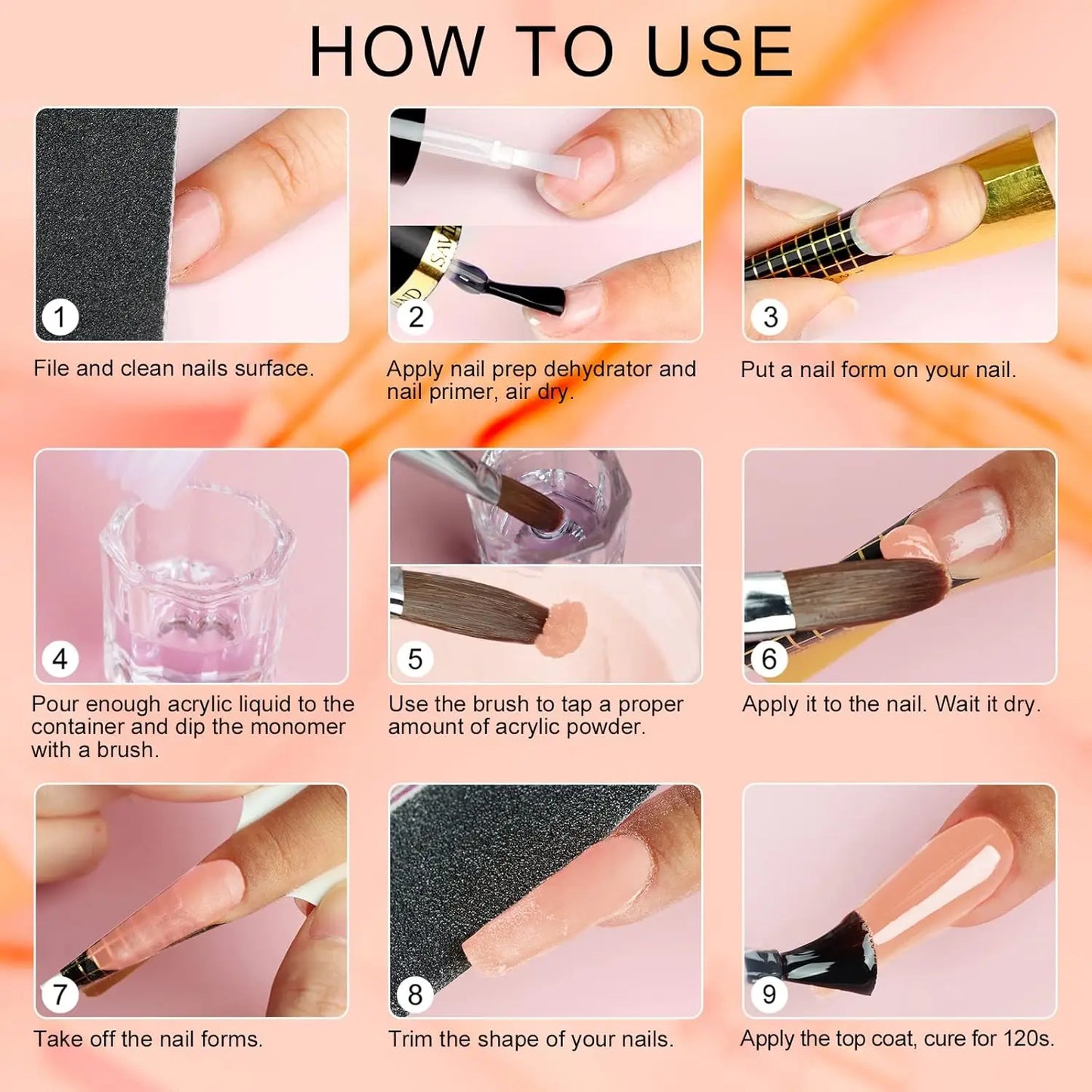 6/12 Colors Nail Acrylic Powder Set Nude/Pink/Brown Nails Crystal Powder for Nail Art Tips Extension 3D Carving Dipping Powder FA