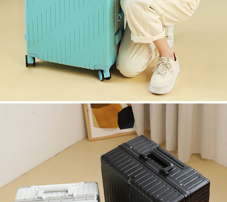 Large Capacity Aluminum Frame Luggage Spinner Wheels Travel Suitcase Durable for Men and Women 20/24 Inch
