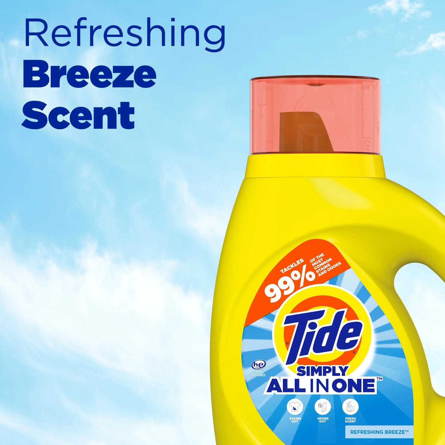 Tide Liquid Laundry Detergent All in One, Refreshing , 24 Loads, 32 fl oz