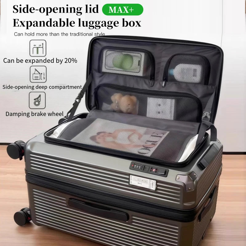 Expandable Luggage, Large-Capacity Thickened Trolley Case, 24-inch Travel Suitcase, Luggage with Combination Lock, Sturdy and Durable