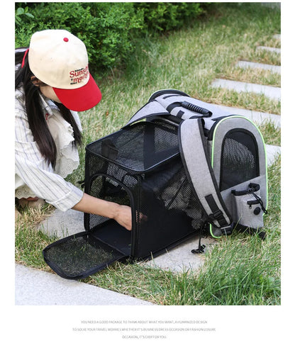Cat Carrier Backpacks Expandable Cat Backpack with Shade Cover, Breathable Mesh Pet Carrier Backpack Bag for Travel Hiking Campi